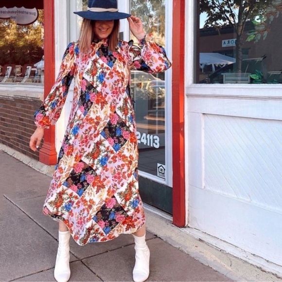 Anthropologie Shara Floral Pleated Midi Dress Size XS - Picture 4 of 15